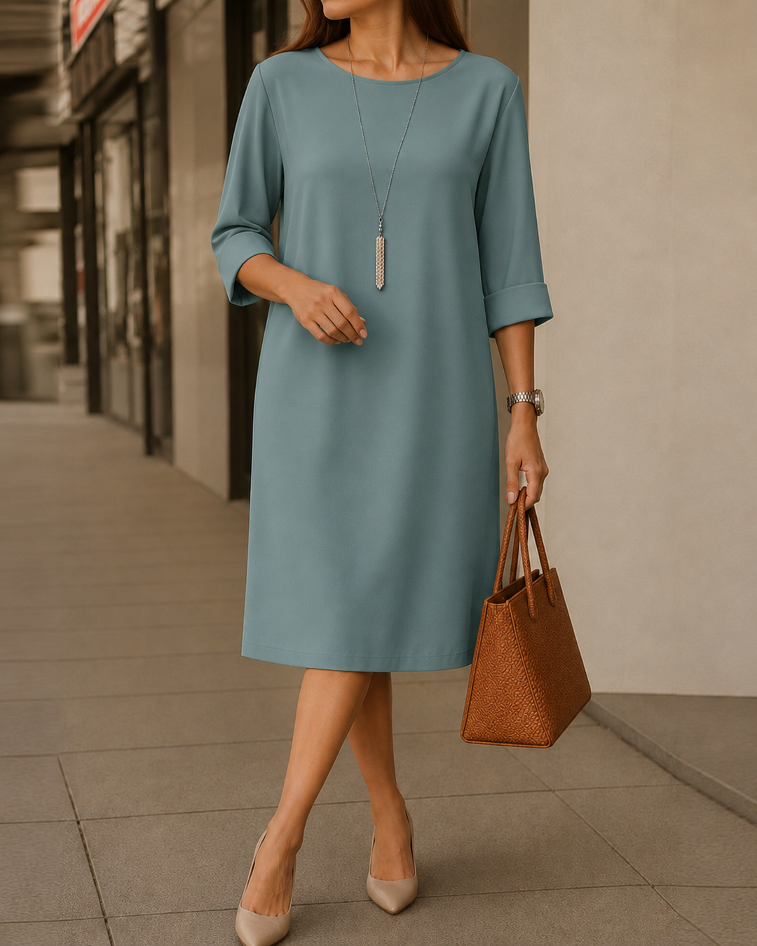 Sabine | Vestido Midi Fluido Efeito Barriga Lisa