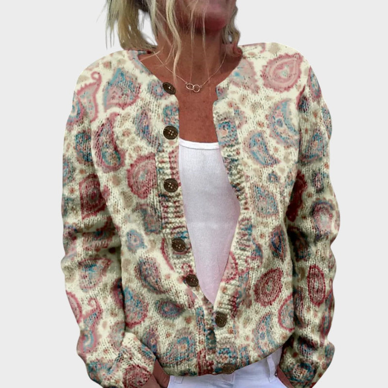 Lara - Cardigan Floral de Outono