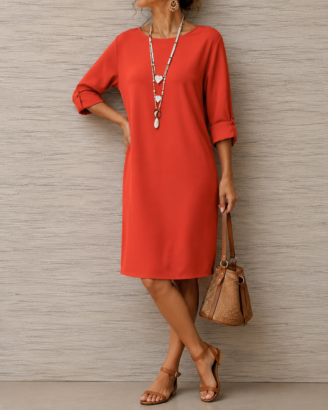 Sabine | Vestido Midi Fluido Efeito Barriga Lisa