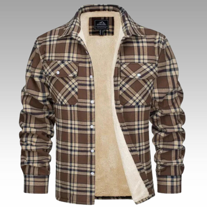 Tiago - Casaco Trucker Listrado em Fleece
