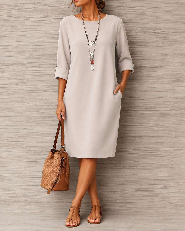 Sabine | Vestido Midi Fluido Efeito Barriga Lisa