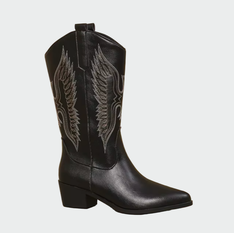 Botas de cowboy ocidentais em pele
