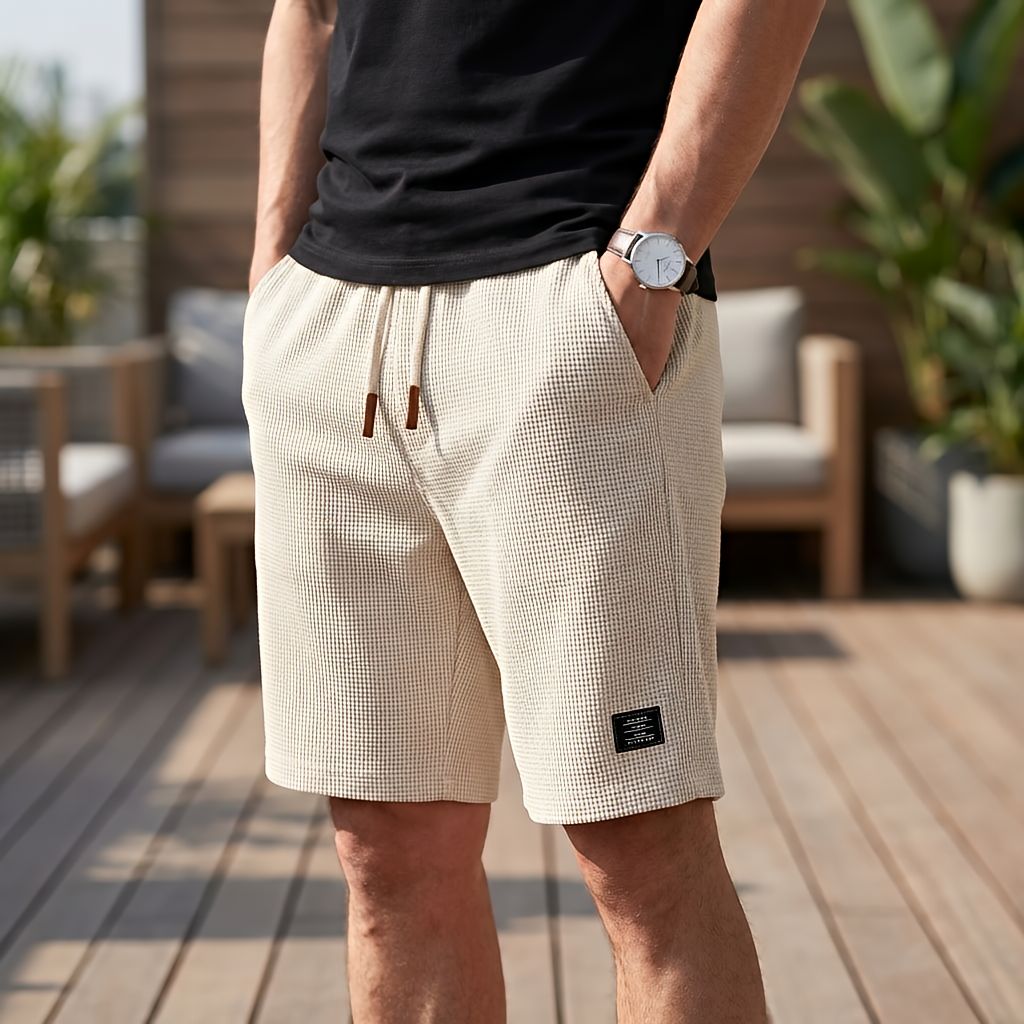 Bermuda masculina | Short de verão confortável com cintura elástica