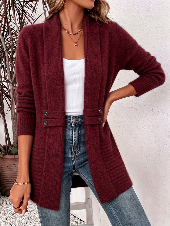 Xalviere | Cardigã Feminino Elegante com Cintura Marcada e Botões Duplos