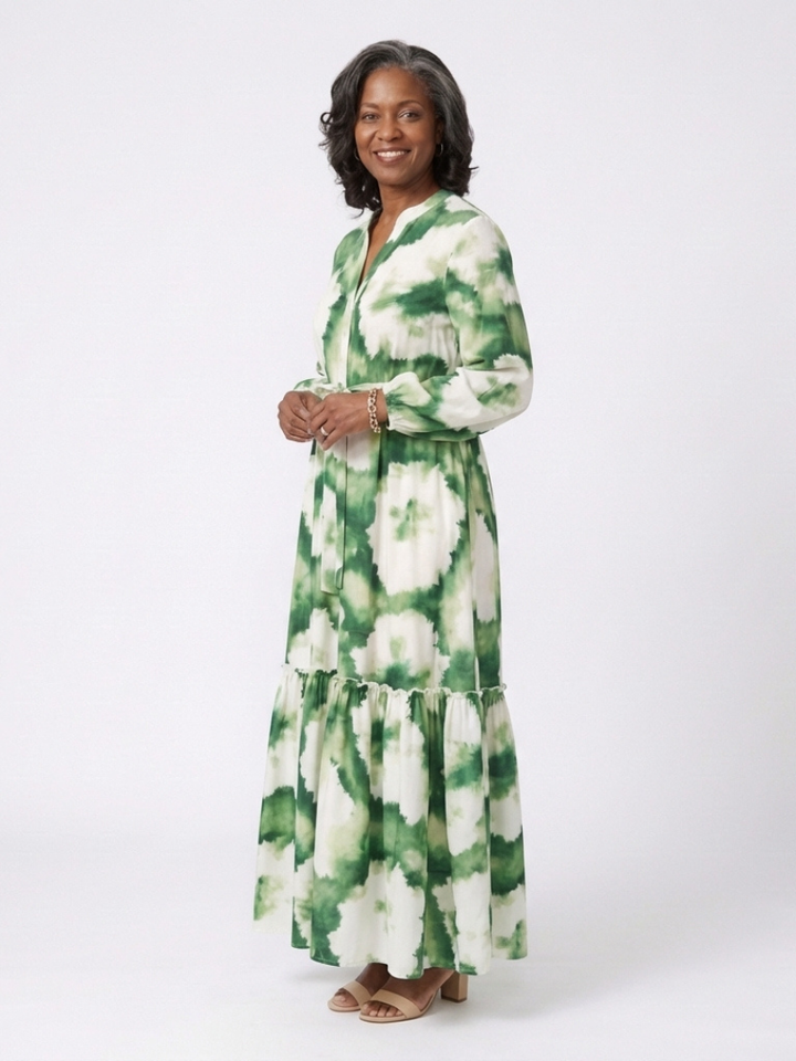 Sophie | Vestido maxi de mangas longas e cintura atada