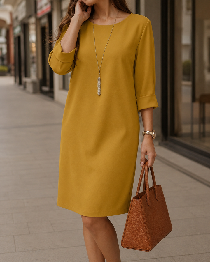 Sabine | Vestido Midi Fluido Efeito Barriga Lisa
