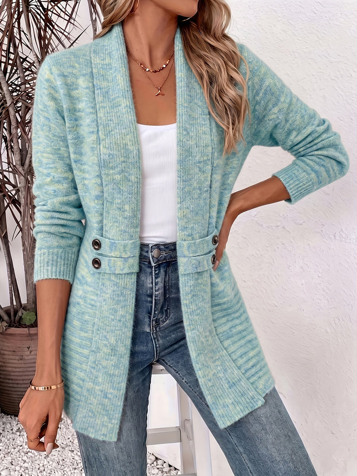 Xalviere | Cardigã Feminino Elegante com Cintura Marcada e Botões Duplos