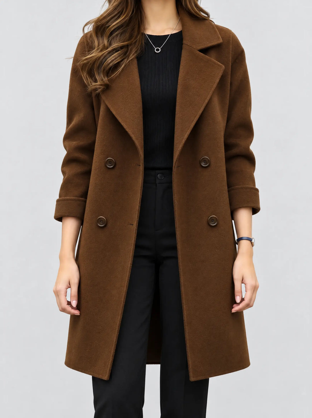 Paulina | Casaco Longo Feminino Oversized com Abotoamento Duplo