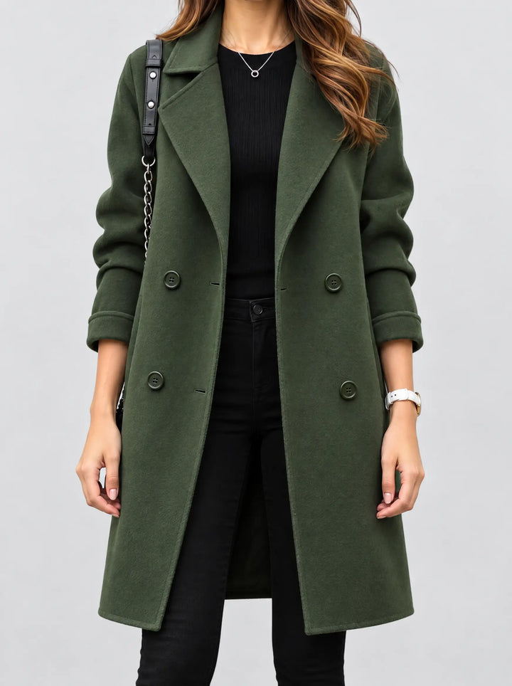 Paulina | Casaco Longo Feminino Oversized com Abotoamento Duplo