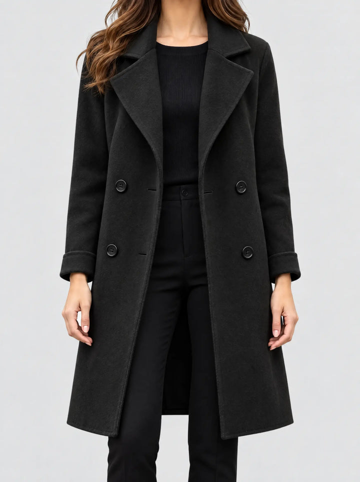 Paulina | Casaco Longo Feminino Oversized com Abotoamento Duplo