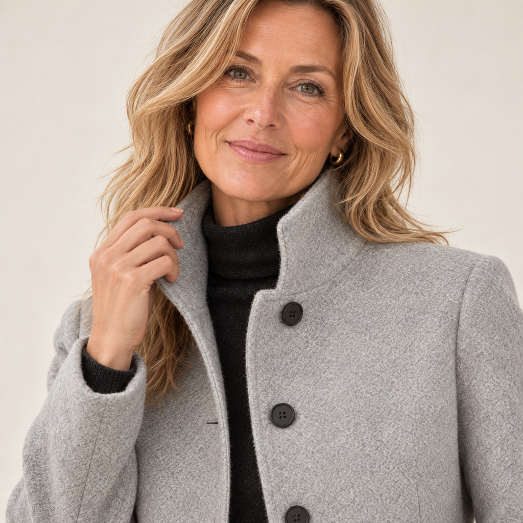 Ingrid | Casaco Feminino Elegante com Gola Alta e Botões
