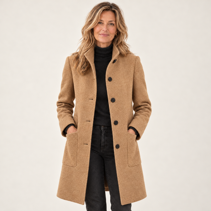 Ingrid | Casaco Feminino Elegante com Gola Alta e Botões