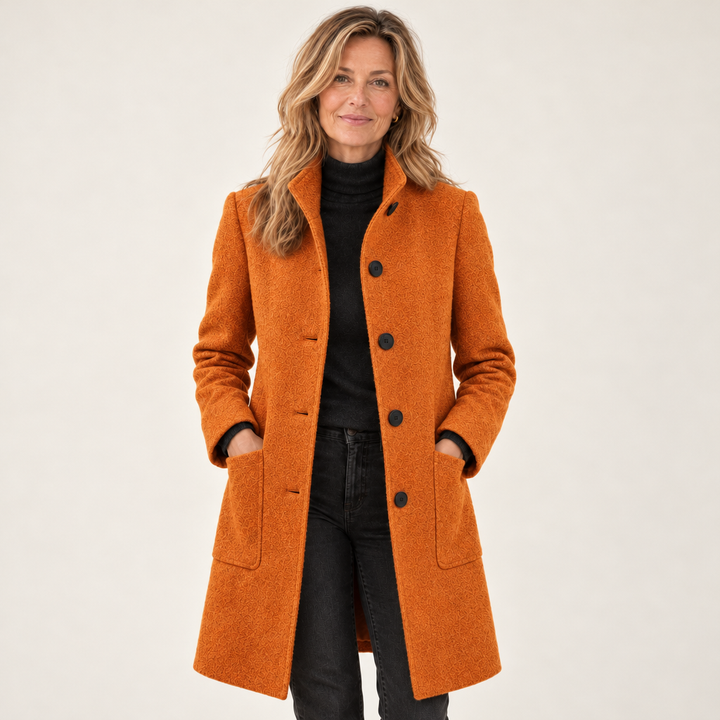 Ingrid | Casaco Feminino Elegante com Gola Alta e Botões