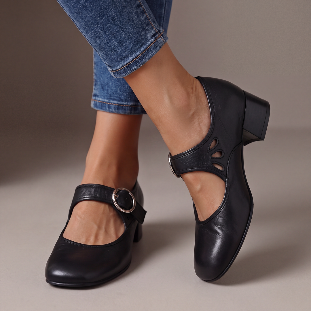 Marion | Sapatos de Salto Confortáveis com Fivela e Salto Largo