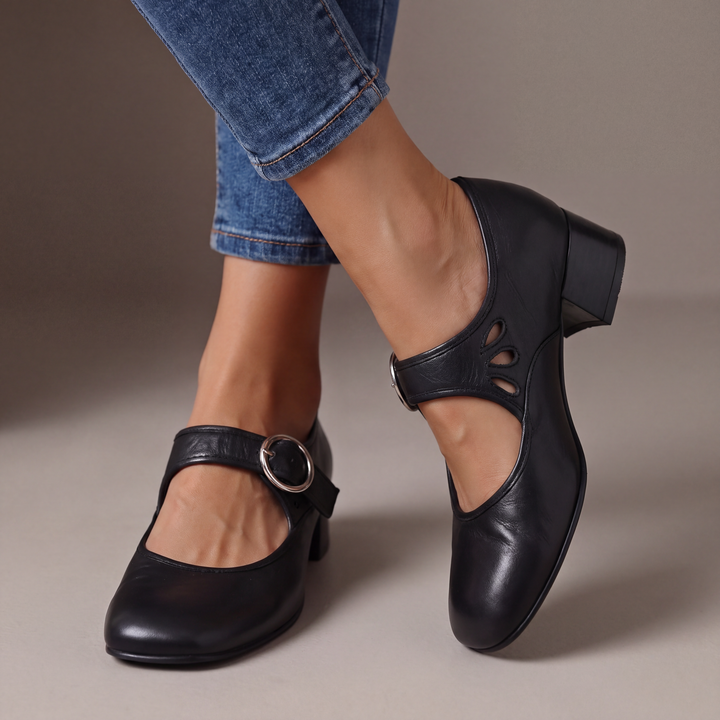 Marion | Sapatos de Salto Confortáveis com Fivela e Salto Largo