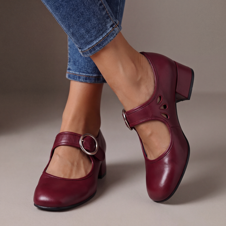Marion | Sapatos de Salto Confortáveis com Fivela e Salto Largo