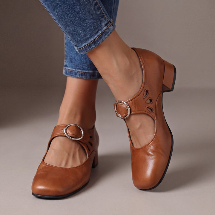 Marion | Sapatos de Salto Confortáveis com Fivela e Salto Largo