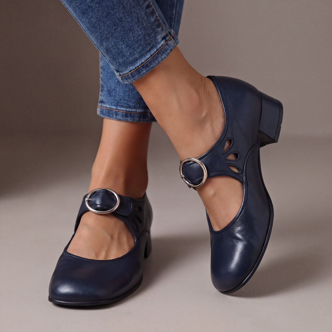 Marion | Sapatos de Salto Confortáveis com Fivela e Salto Largo