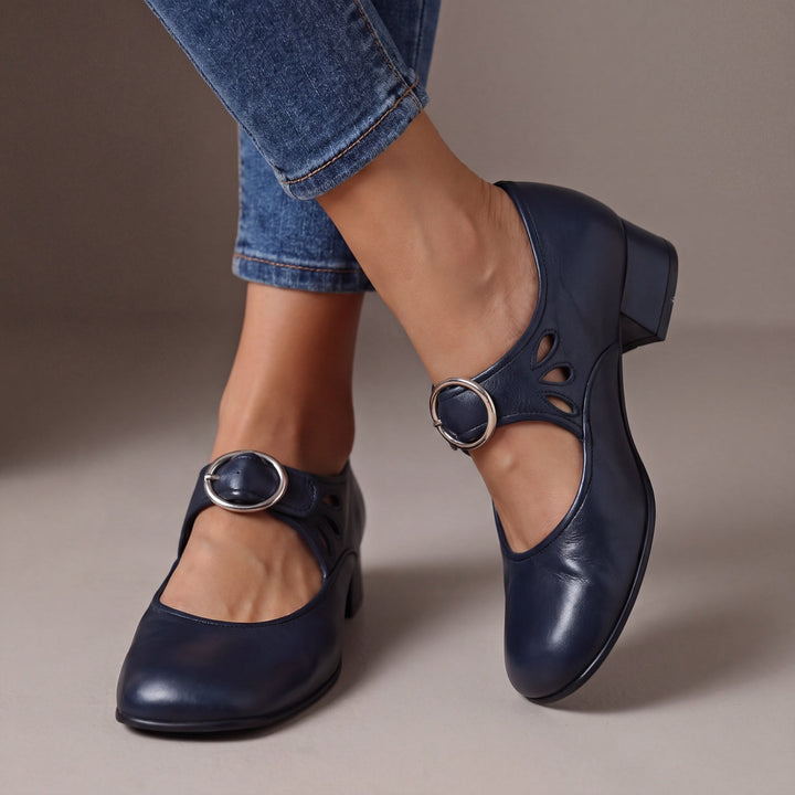 Marion | Sapatos de Salto Confortáveis com Fivela e Salto Largo