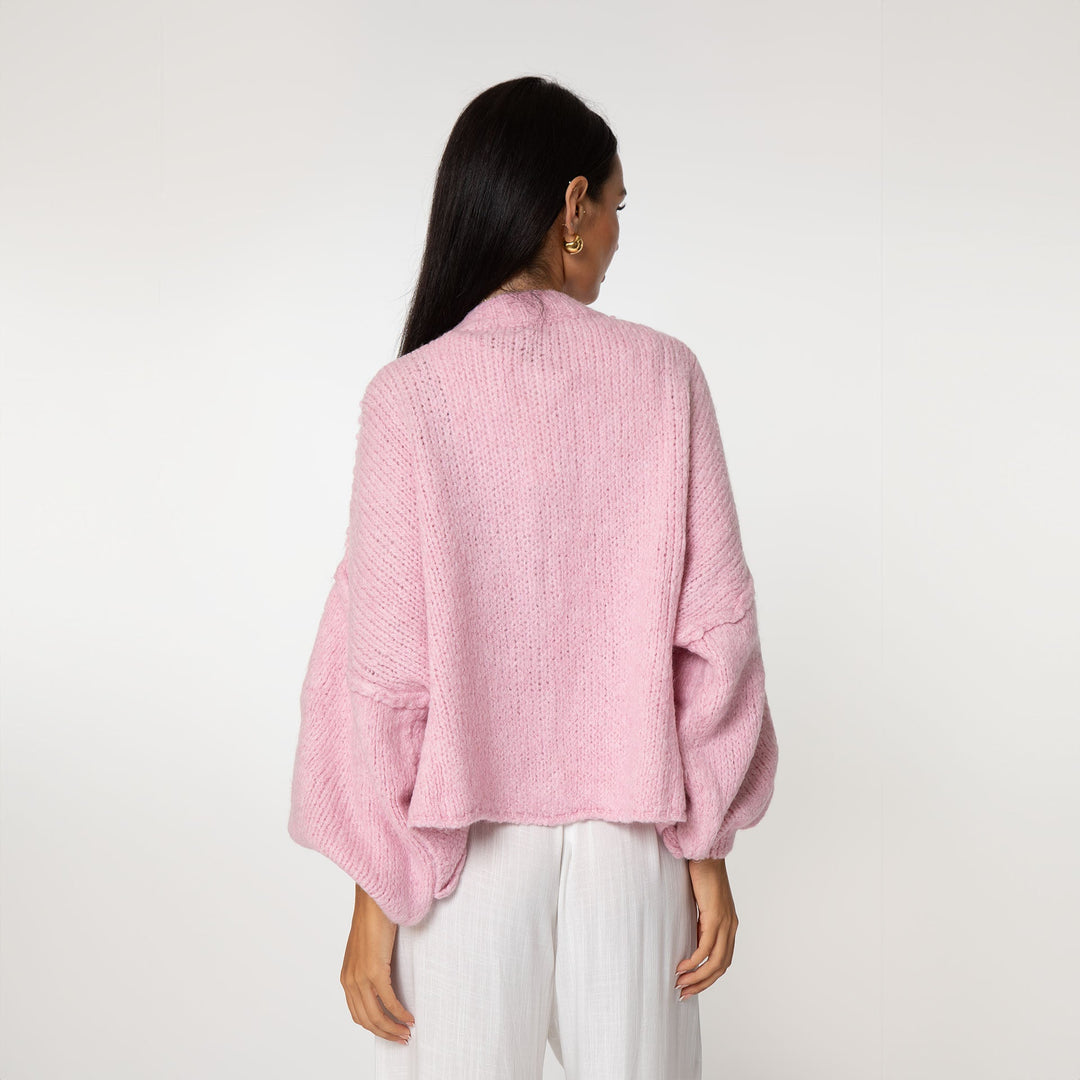 Cardigã Feminino Oversized de Tricô com Botões Dourados