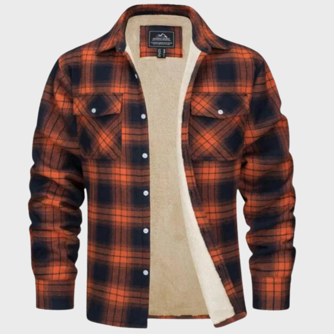 Tiago - Casaco Trucker Listrado em Fleece