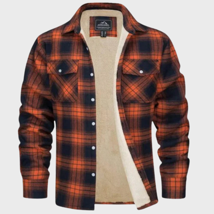 Tiago - Casaco Trucker Listrado em Fleece